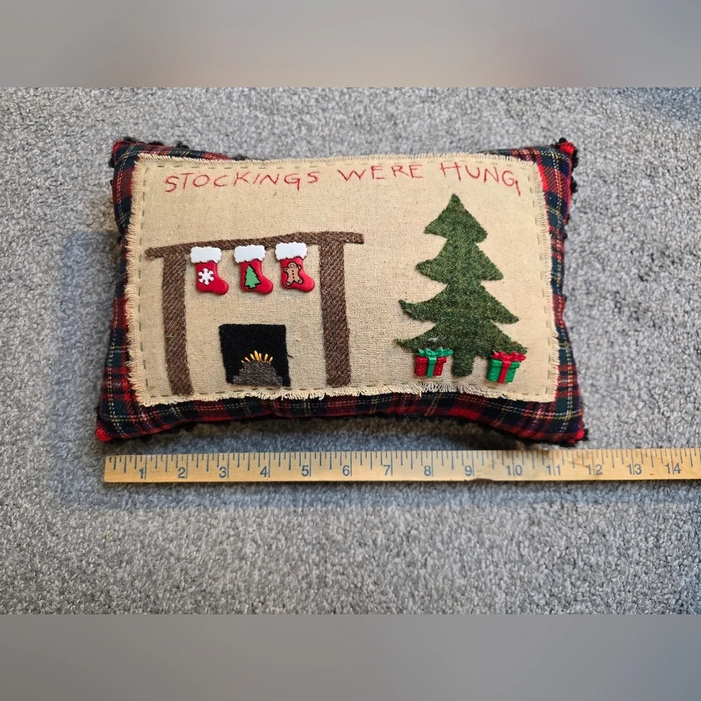 Handmade Stockings Were Hung Accent Pillow Detailed Christmas Decor Country Chic